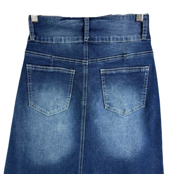 OAK & VINE Denim Midi Skirt Womens Size 2 - Picture 5 of 10